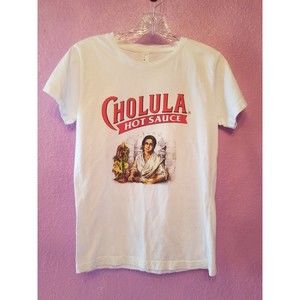 Live And Tell Cholula Hot Sauce Fitted Womens Tshirt Sz M